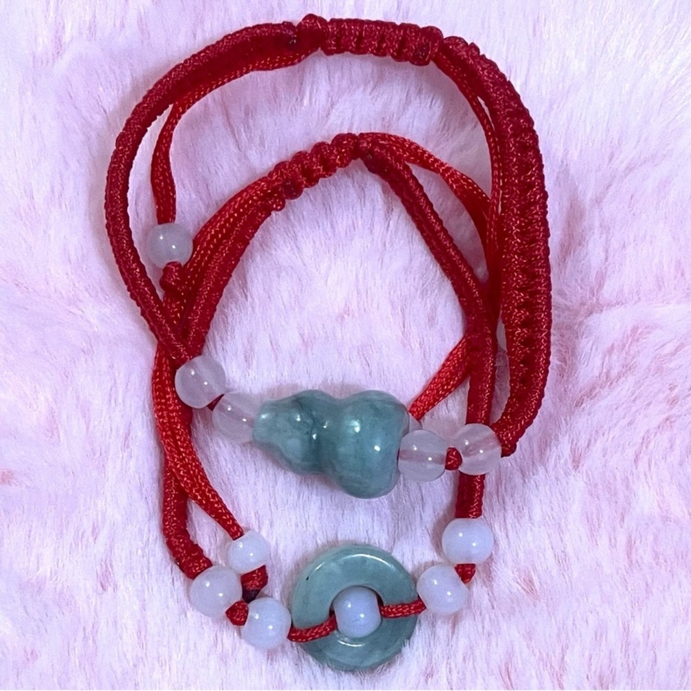 2 Natural Jade Lucky Red String Bracelet